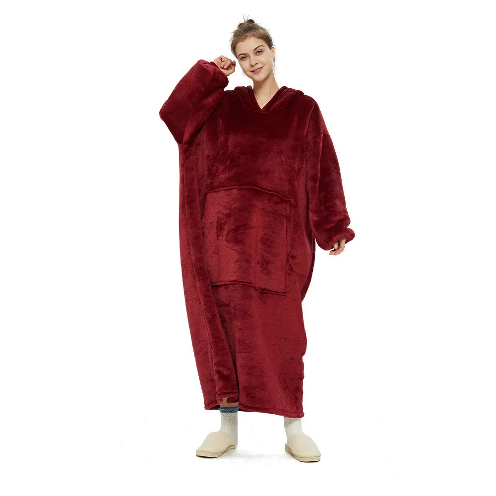 Hoodies Blankets Double Layer Extra Thick Warm with Fleece Lengthened Loose Sweater