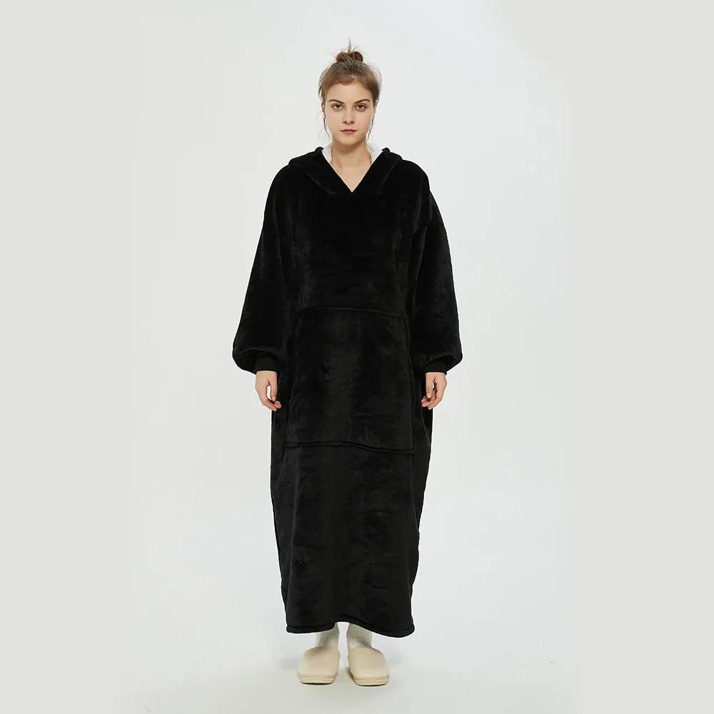 Hoodies Blankets Double Layer Extra Thick Warm with Fleece Lengthened Loose Sweater