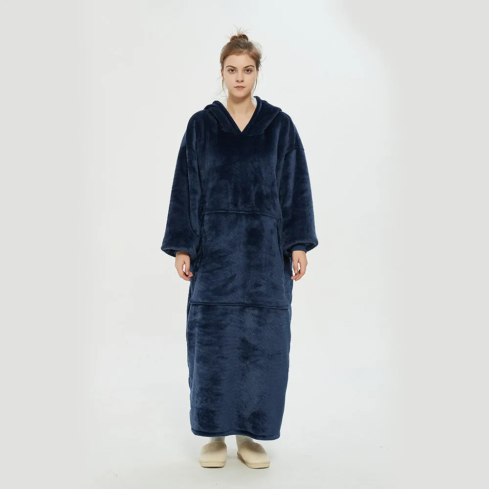 Hoodies Blankets Double Layer Extra Thick Warm with Fleece Lengthened Loose Sweater