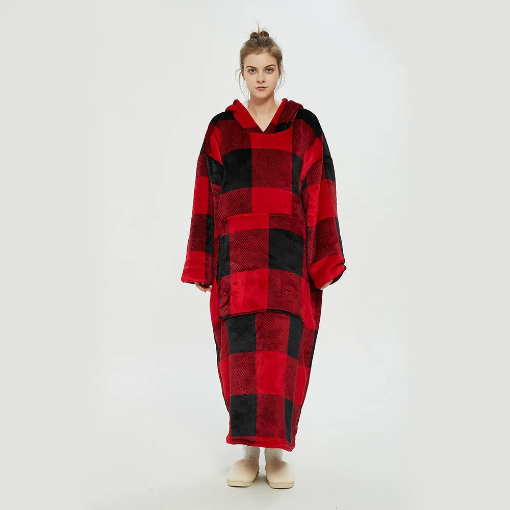 Hoodies Blankets Double Layer Extra Thick Warm with Fleece Lengthened Loose Sweater