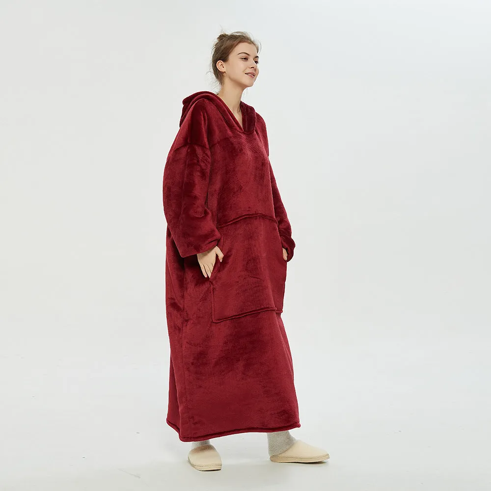 Hoodies Blankets Double Layer Extra Thick Warm with Fleece Lengthened Loose Sweater