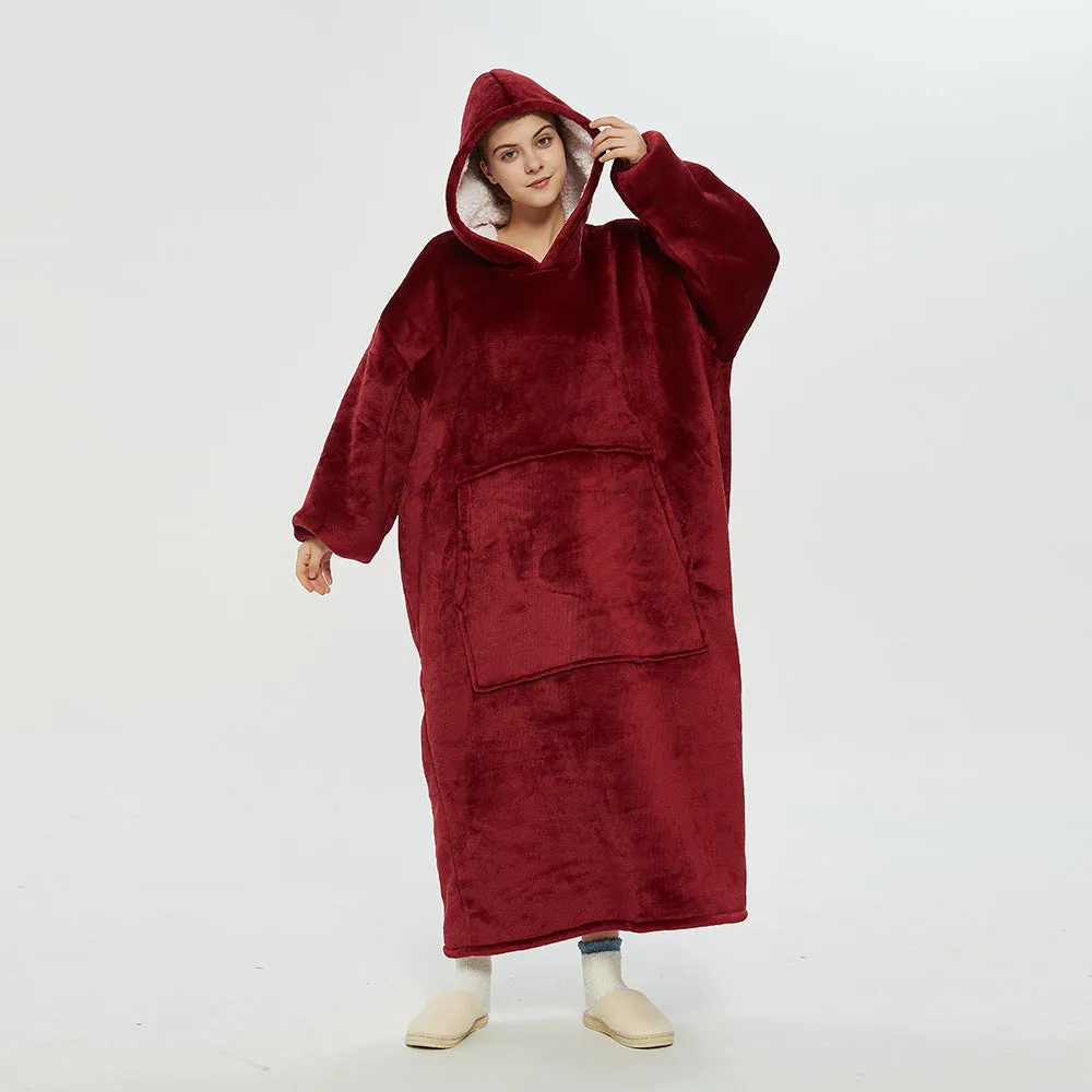Hoodies Blankets Double Layer Extra Thick Warm with Fleece Lengthened Loose Sweater