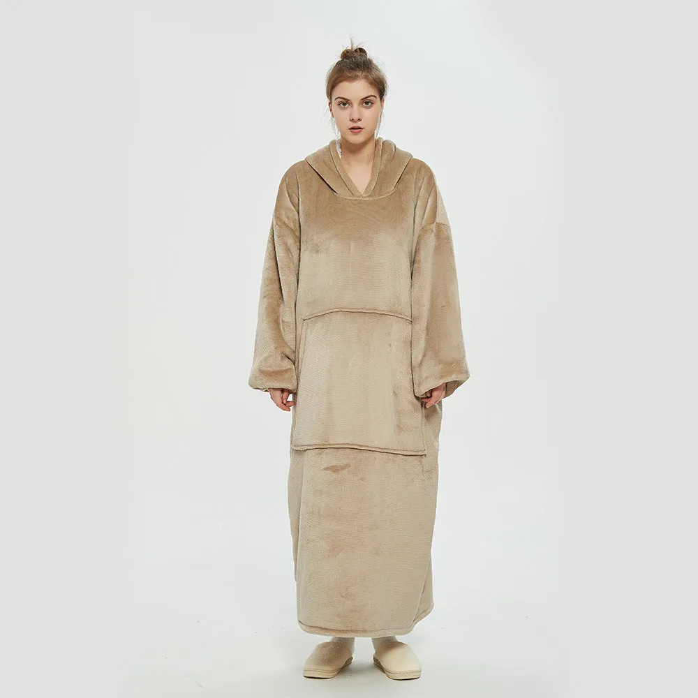 Hoodies Blankets Double Layer Extra Thick Warm with Fleece Lengthened Loose Sweater