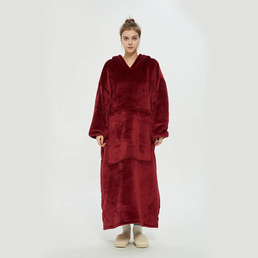 Hoodies Blankets Double Layer Extra Thick Warm with Fleece Lengthened Loose Sweater