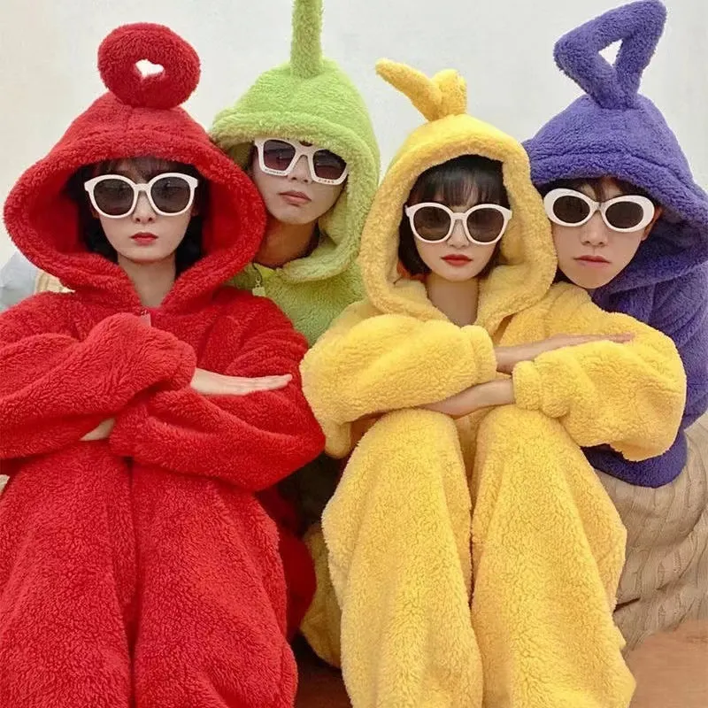 Hoodies Blankets Teletubbies Children's One-Piece Pajamas Plush Thickened Warm