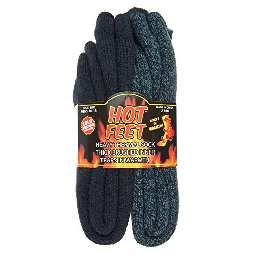 Hot Feet Thermal Crew Socks, Men’s Sock Size 6 – 12.5 (2 - Pack)