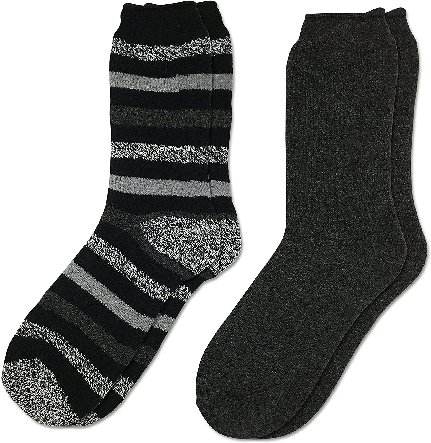 Hot Feet Thermal Crew Socks, Men’s Sock Size 6 – 12.5 (2 - Pack)