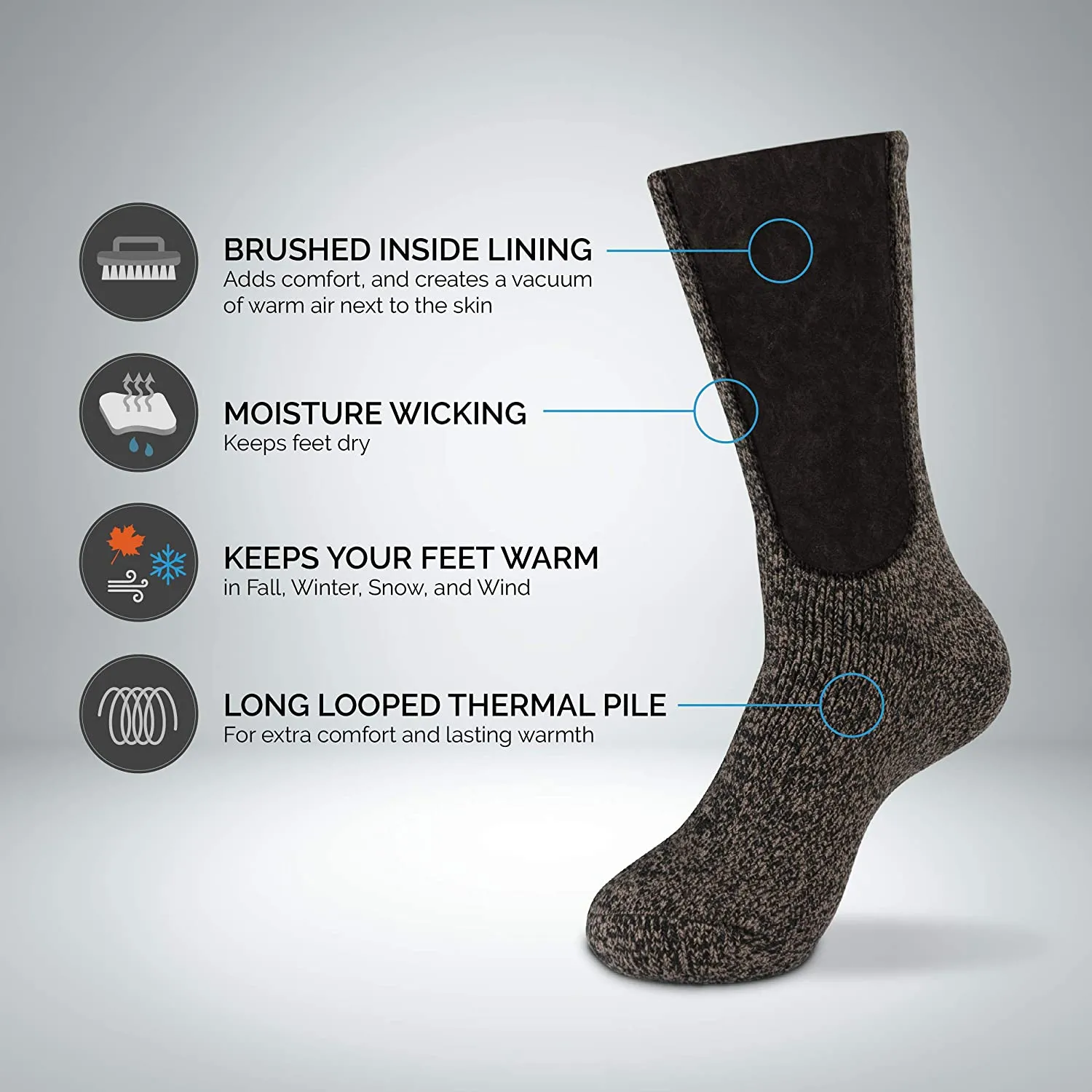 Hot Feet Thermal Crew Socks, Men’s Sock Size 6 – 12.5 (2 - Pack)