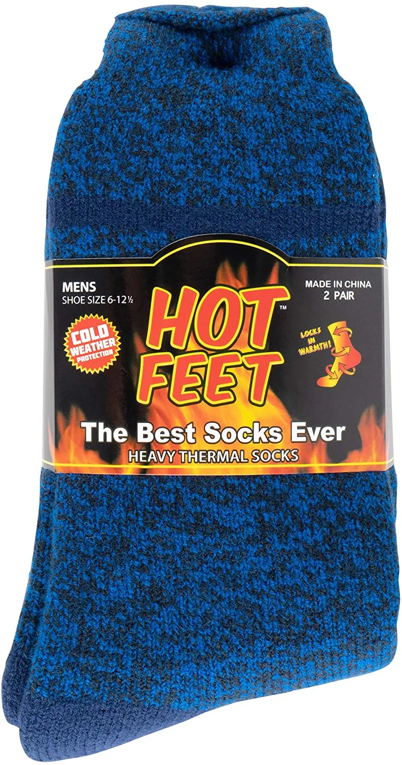 Hot Feet Thermal Crew Socks, Men’s Sock Size 6 – 12.5 (2 - Pack)