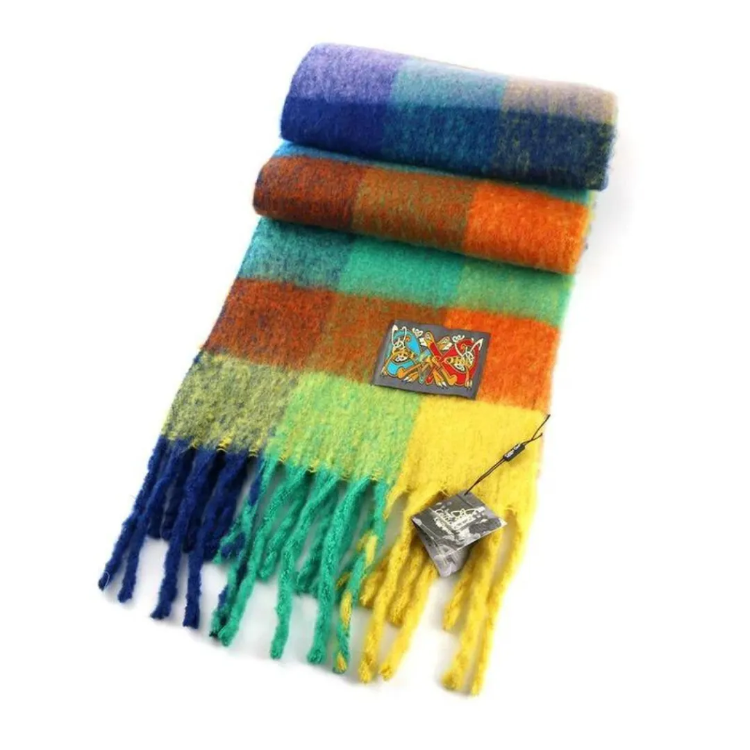 Irish Soft Check Scarf Rainbow