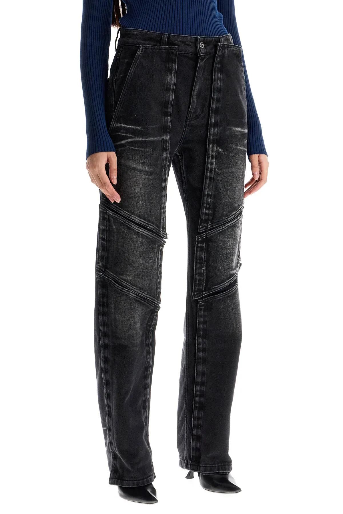 jeans with hook & loop fastener panels 207PA020 D15 FADED BLACK