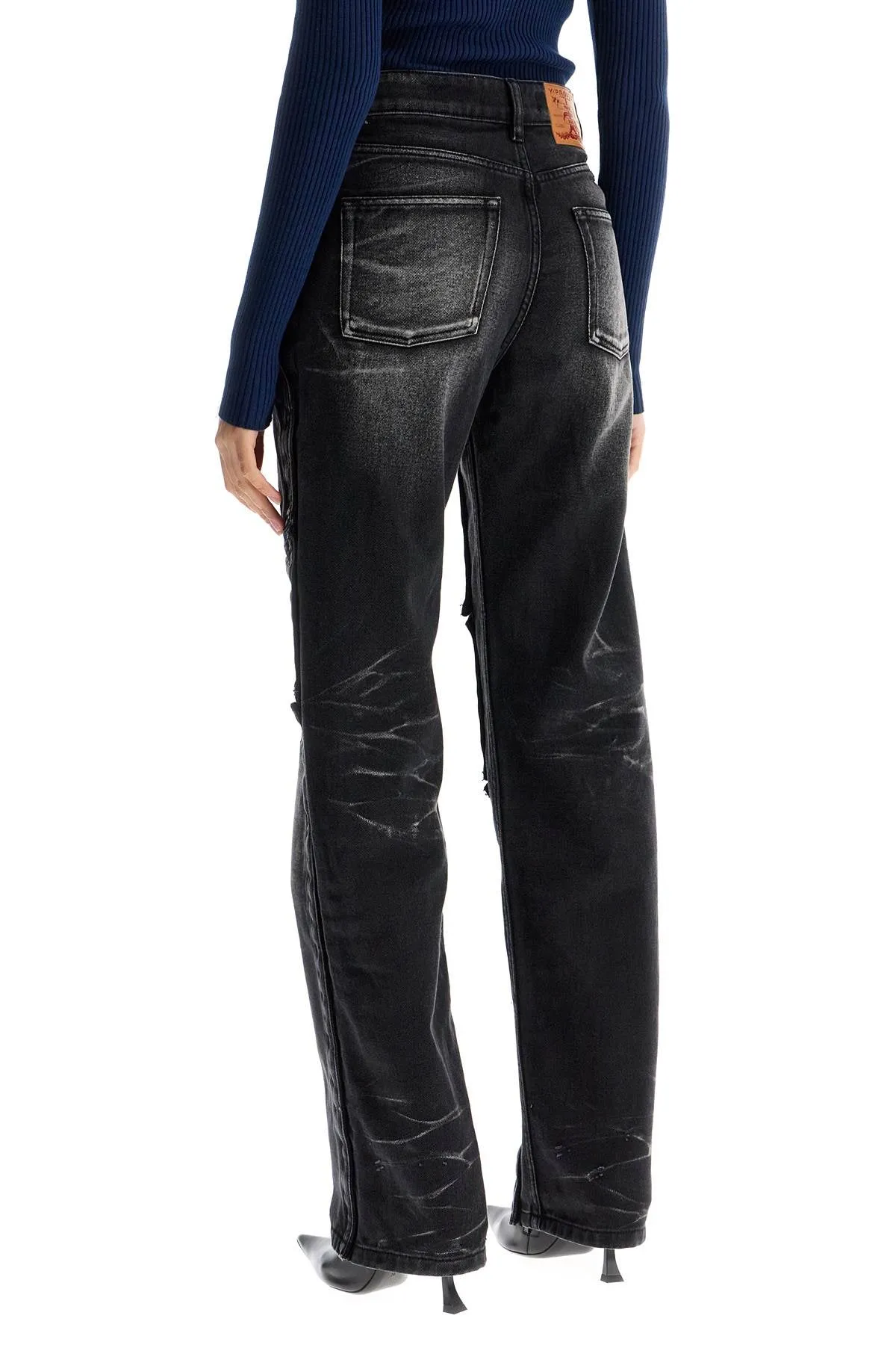jeans with hook & loop fastener panels 207PA020 D15 FADED BLACK