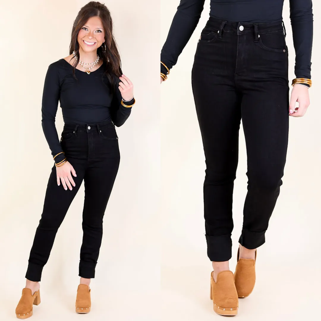 Judy Blue | Versatile Vibes Tummy Control Skinny Jeans with Shield Pockets in Black