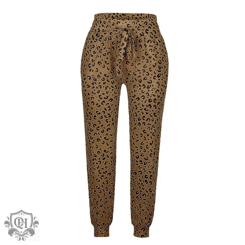Leopard Print Drawstring Pants