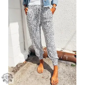Leopard Print Drawstring Pants