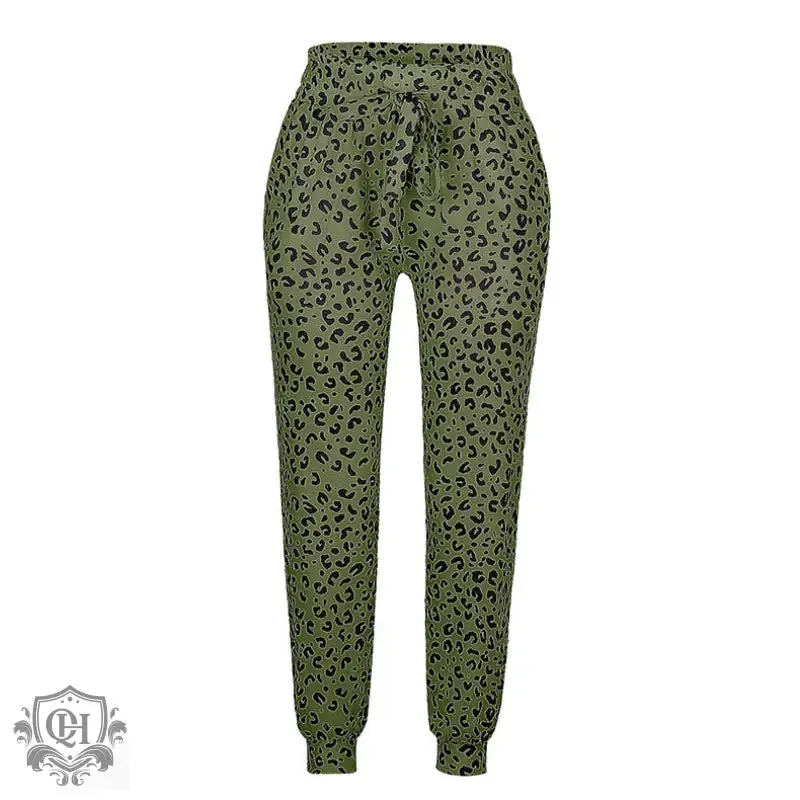Leopard Print Drawstring Pants