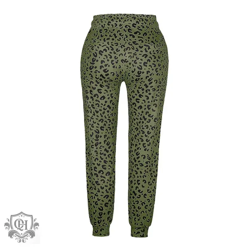 Leopard Print Drawstring Pants