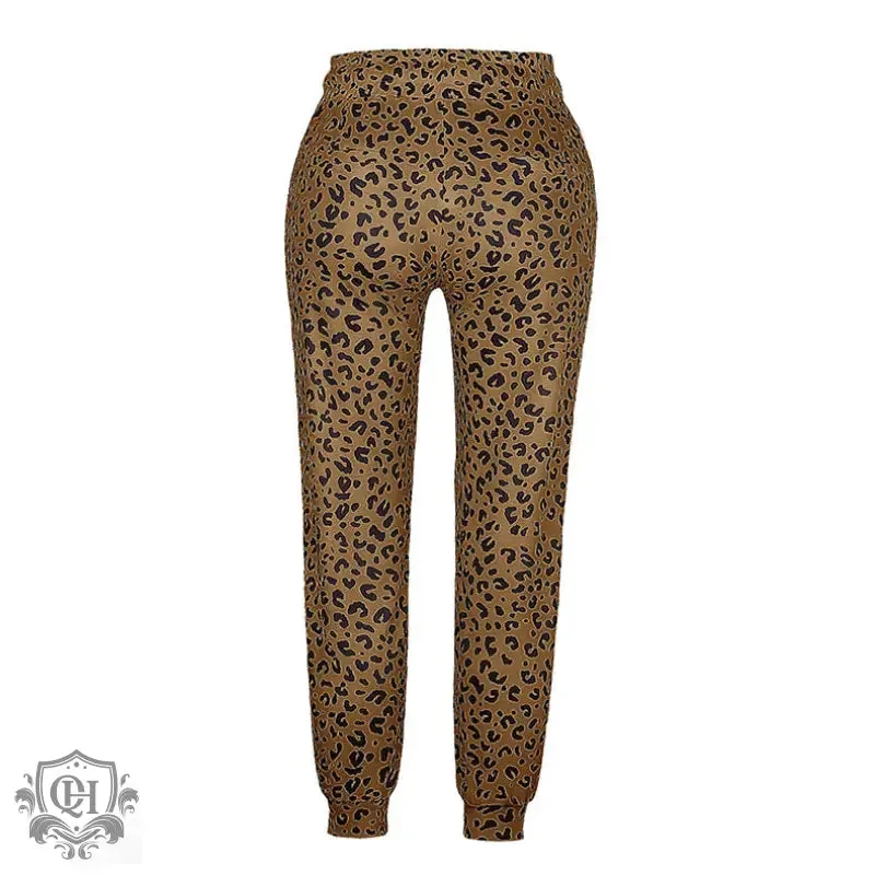 Leopard Print Drawstring Pants