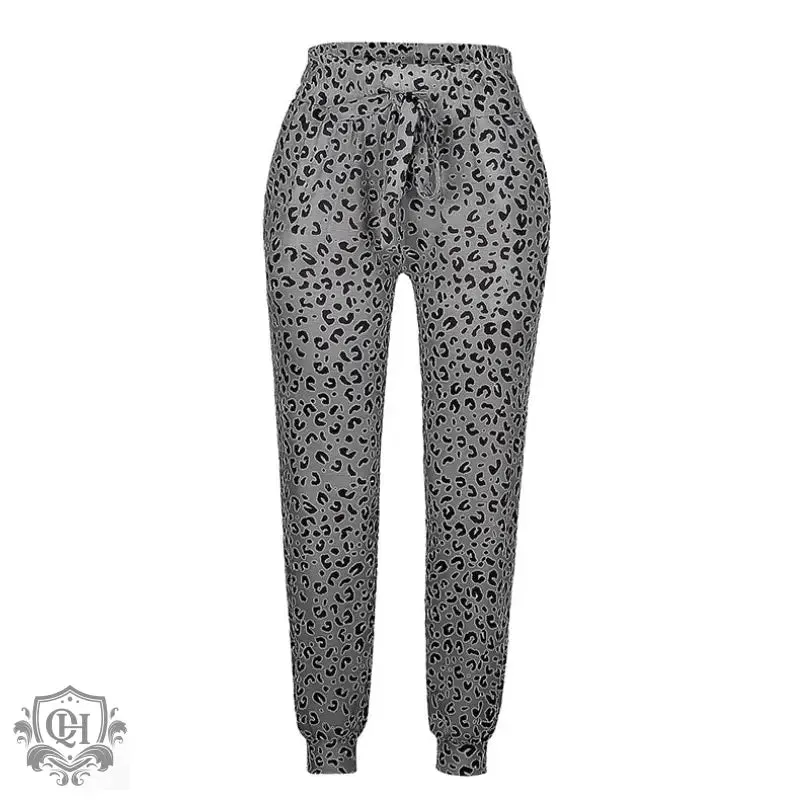 Leopard Print Drawstring Pants