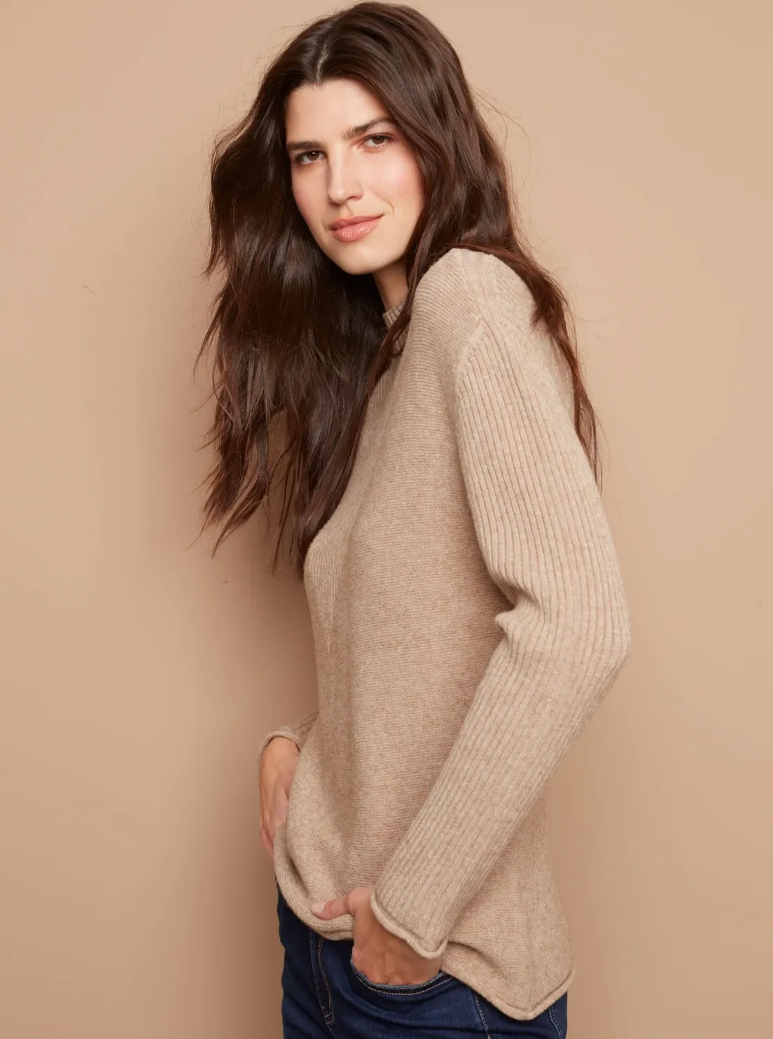 Long Sleeve Turtleneck Sweater [H. LATTE-C2273]