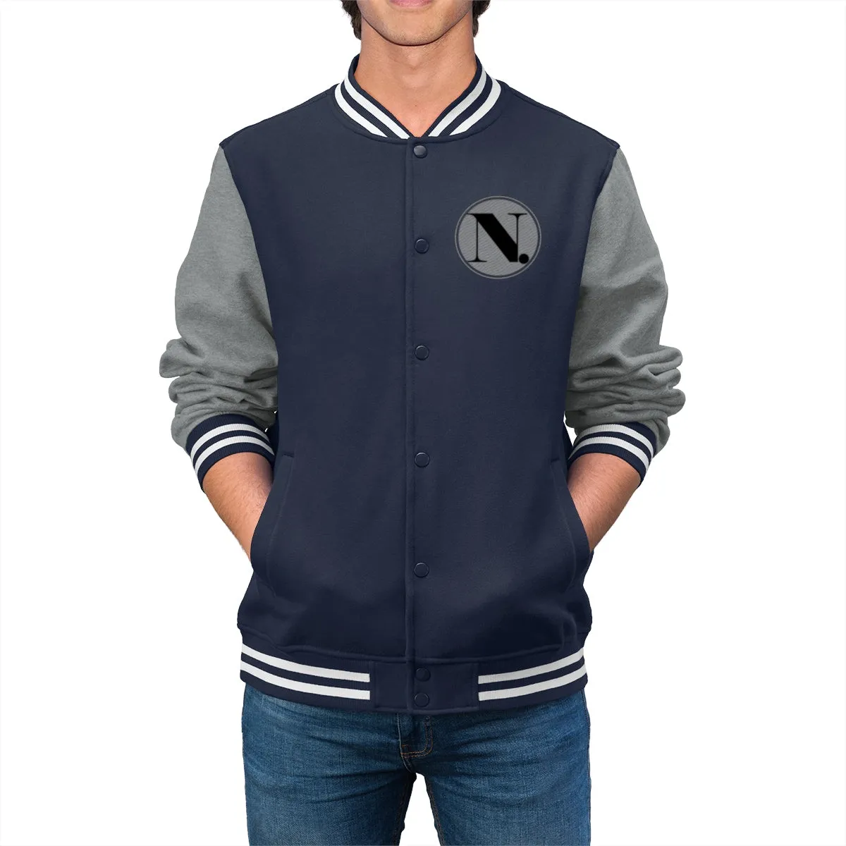 Men's Varsity Jacket (ND) Coin Print Logo