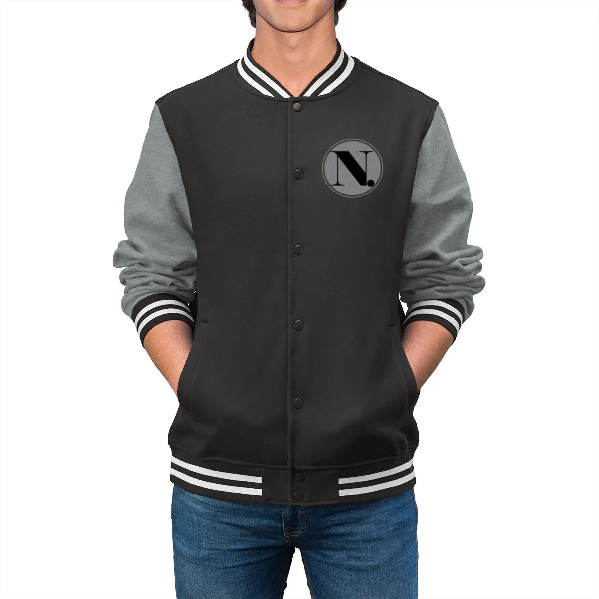 Men's Varsity Jacket (ND) Coin Print Logo