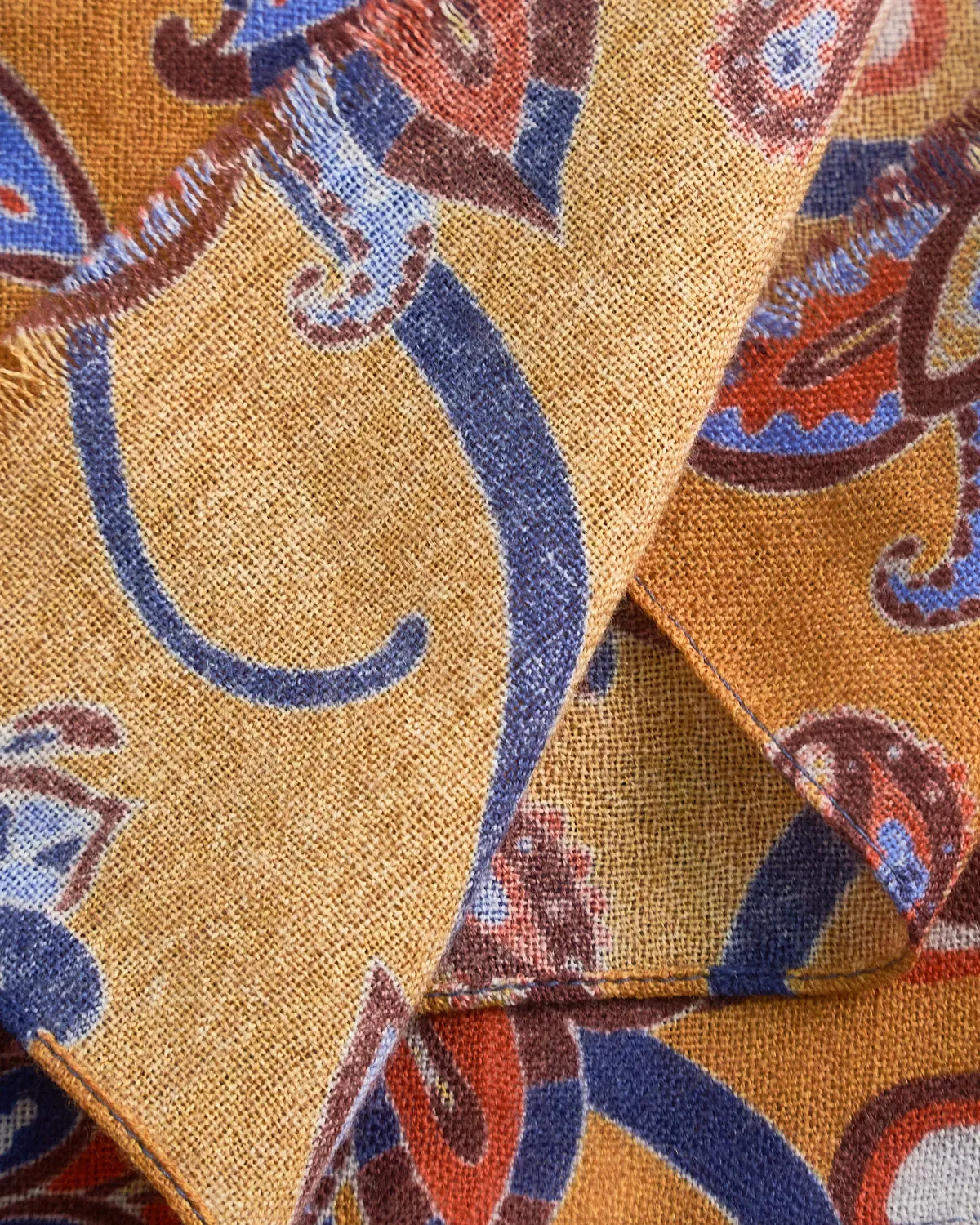 Midweight Floral Paisley Print Soft Wool Scarf