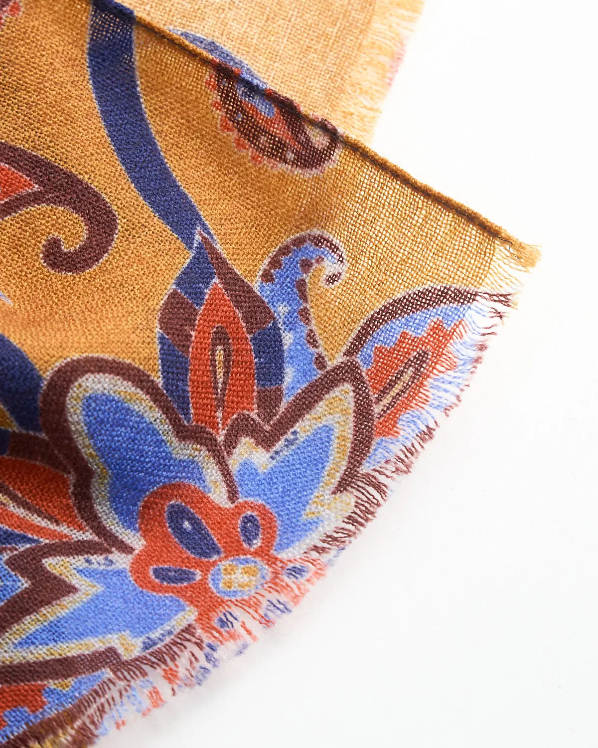 Midweight Floral Paisley Print Soft Wool Scarf
