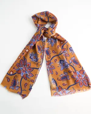 Midweight Floral Paisley Print Soft Wool Scarf