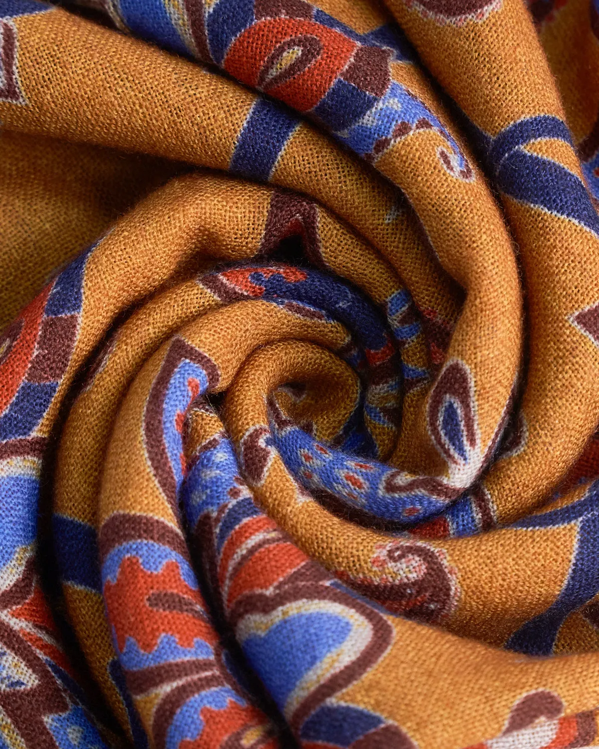 Midweight Floral Paisley Print Soft Wool Scarf