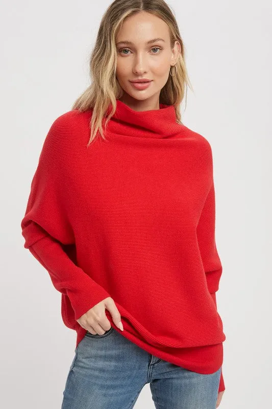 Mock Neck Ribbed Versatile Sweater