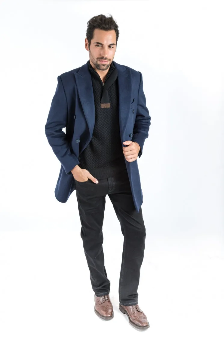 Navy Double Breasted Classic Fit Overcoat