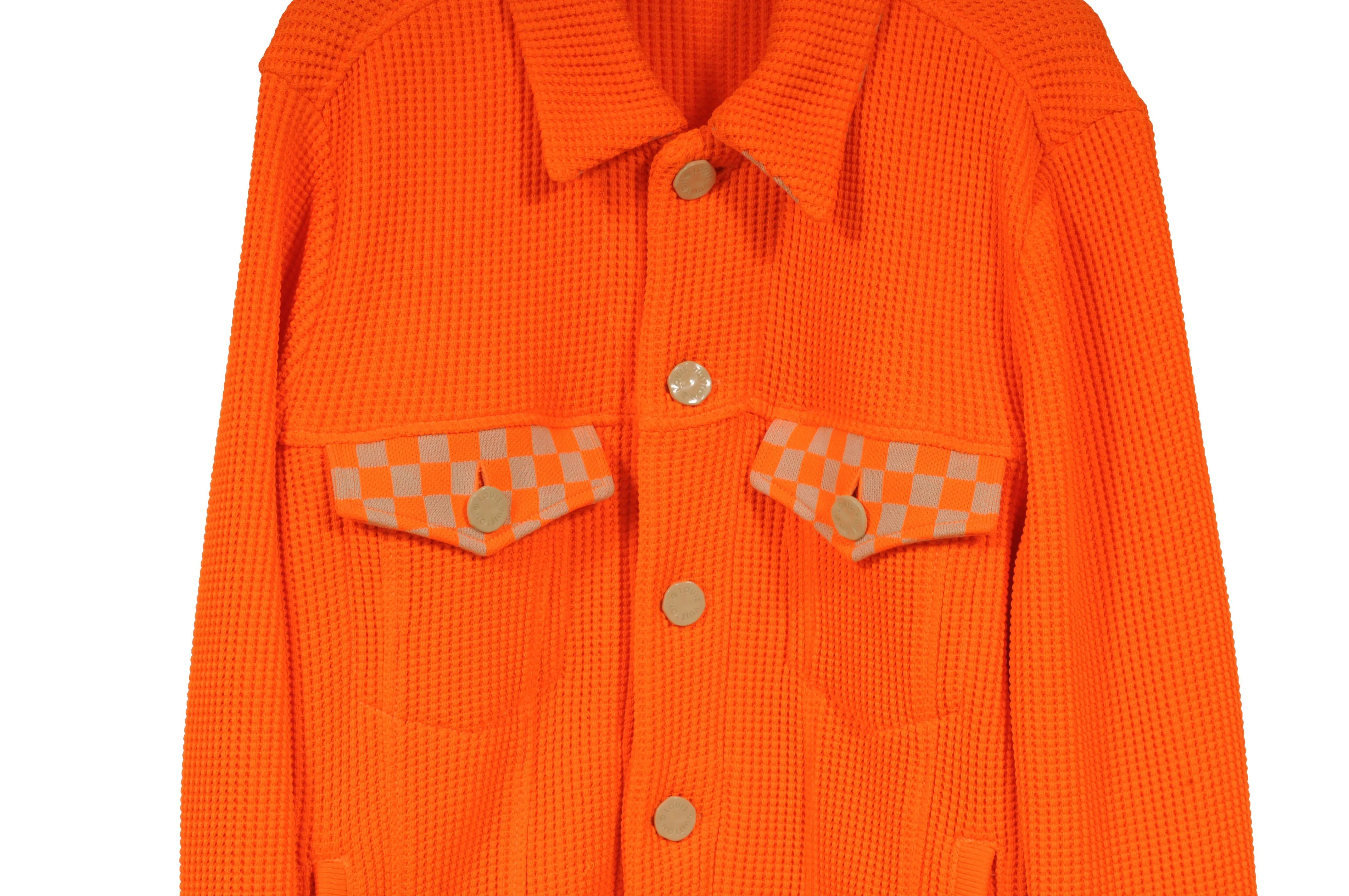 Orange Waffle Knit Damir Trim Trucker Jacket