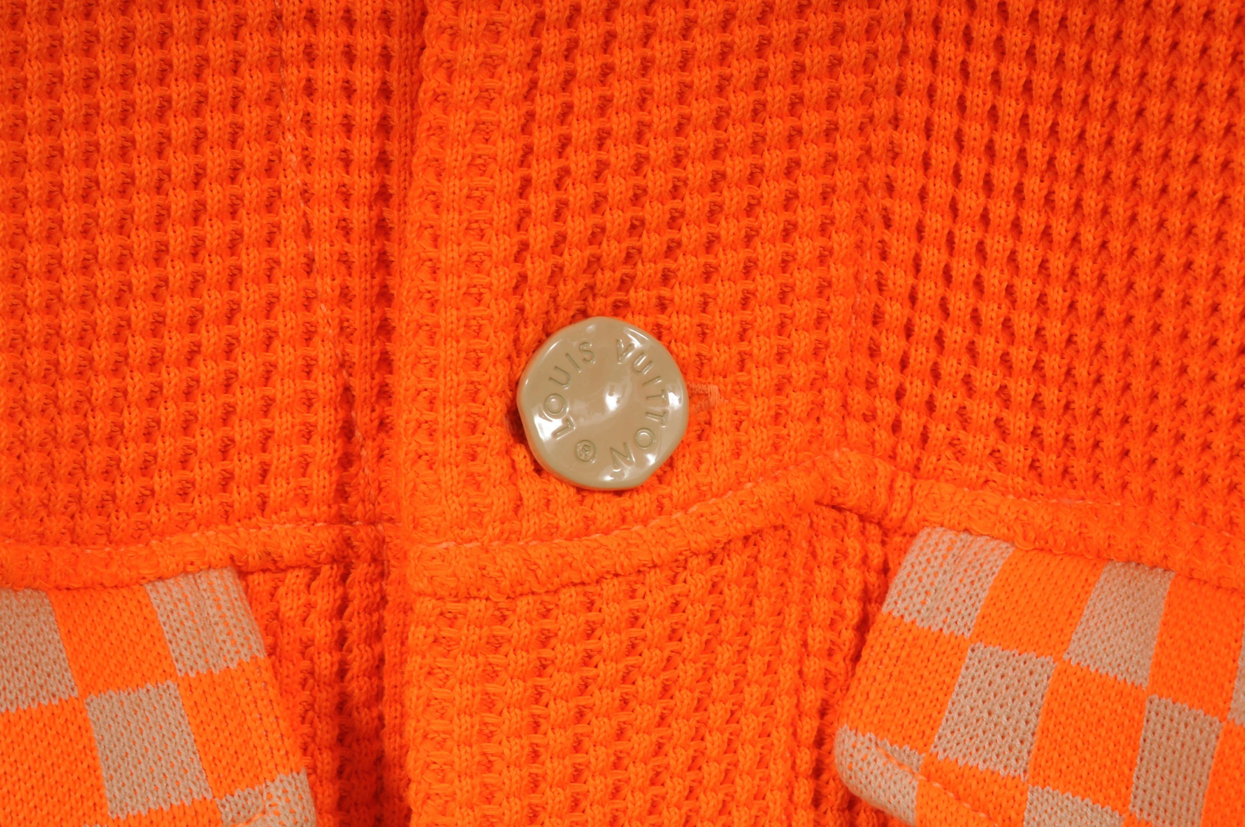 Orange Waffle Knit Damir Trim Trucker Jacket