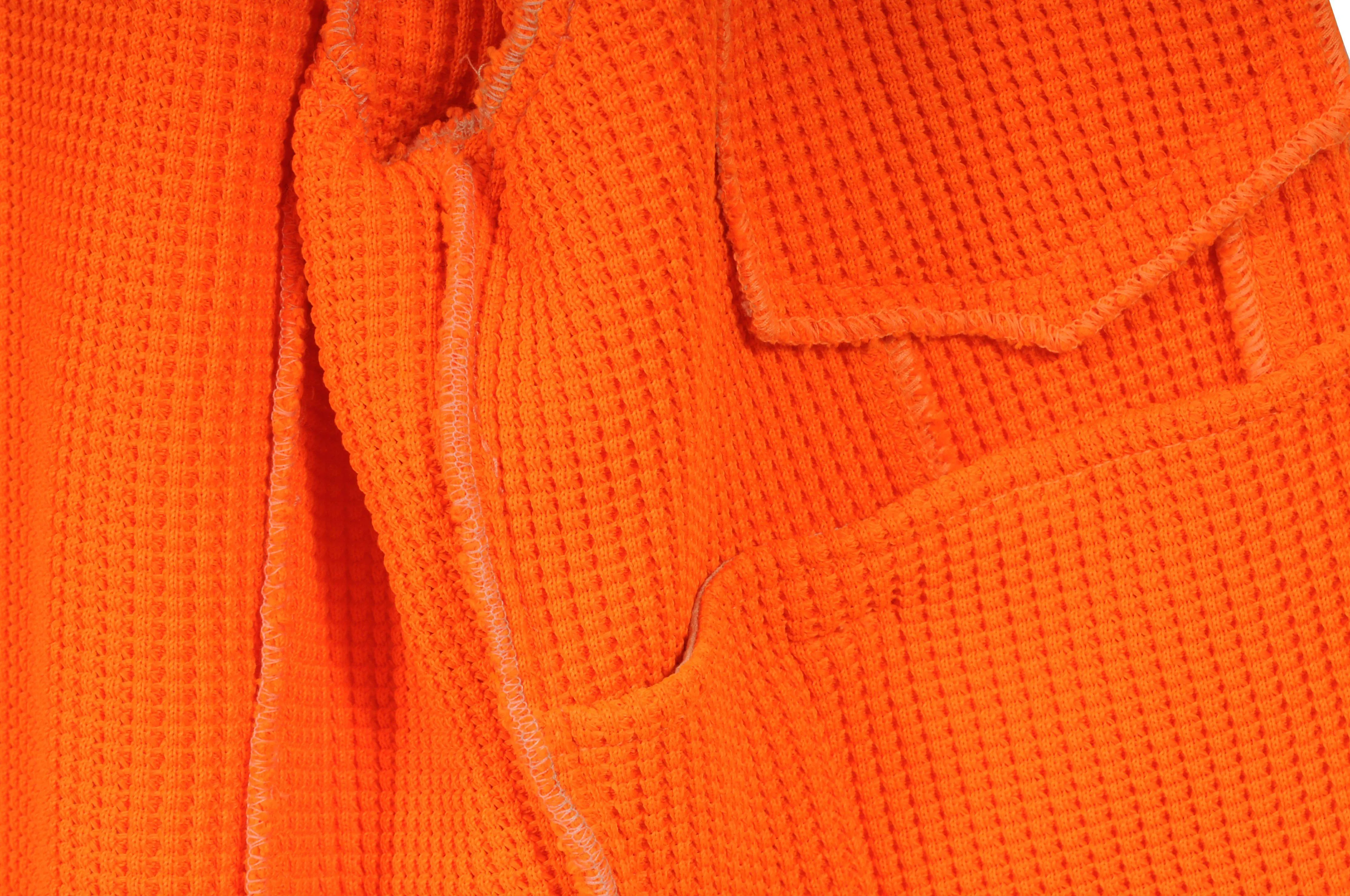 Orange Waffle Knit Damir Trim Trucker Jacket