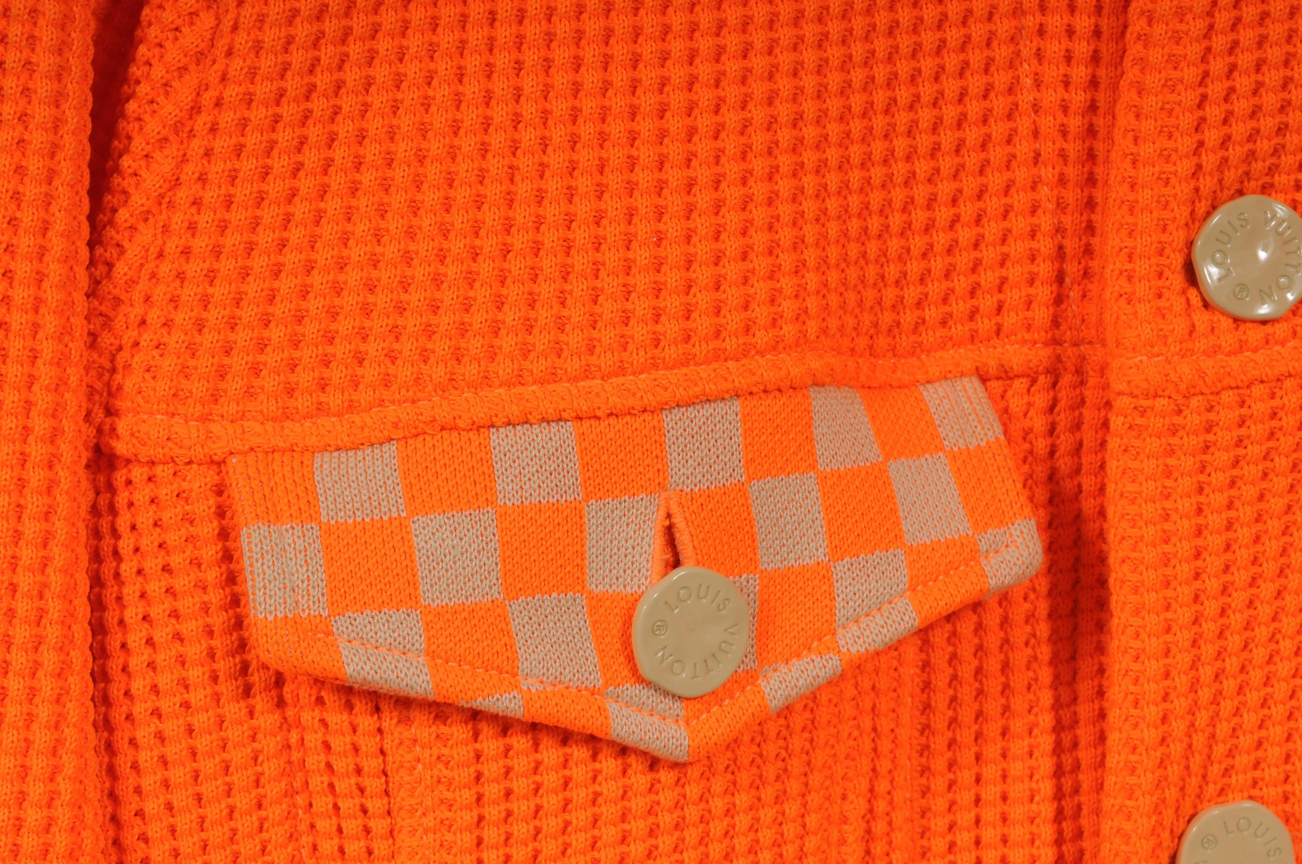 Orange Waffle Knit Damir Trim Trucker Jacket