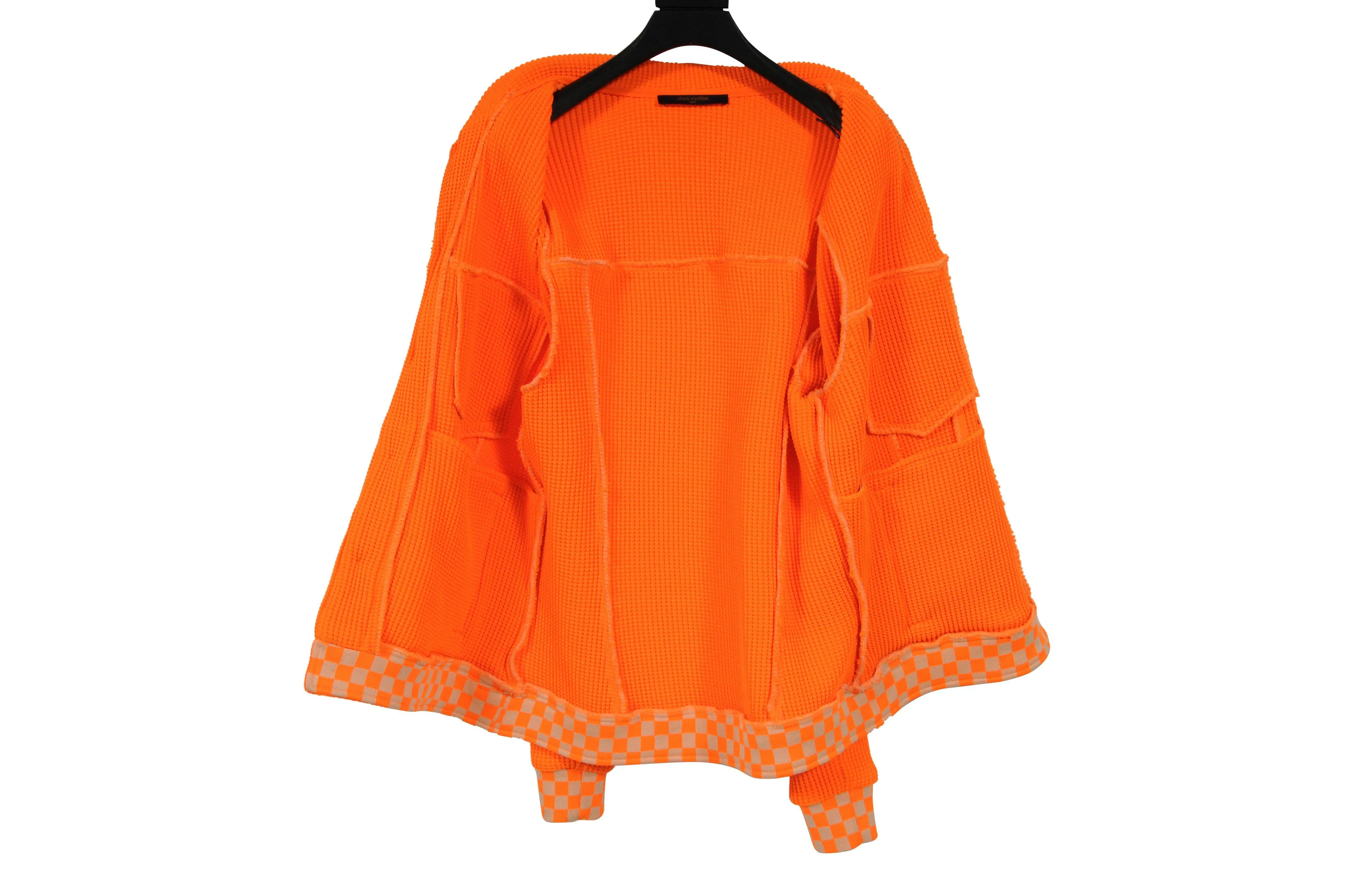 Orange Waffle Knit Damir Trim Trucker Jacket