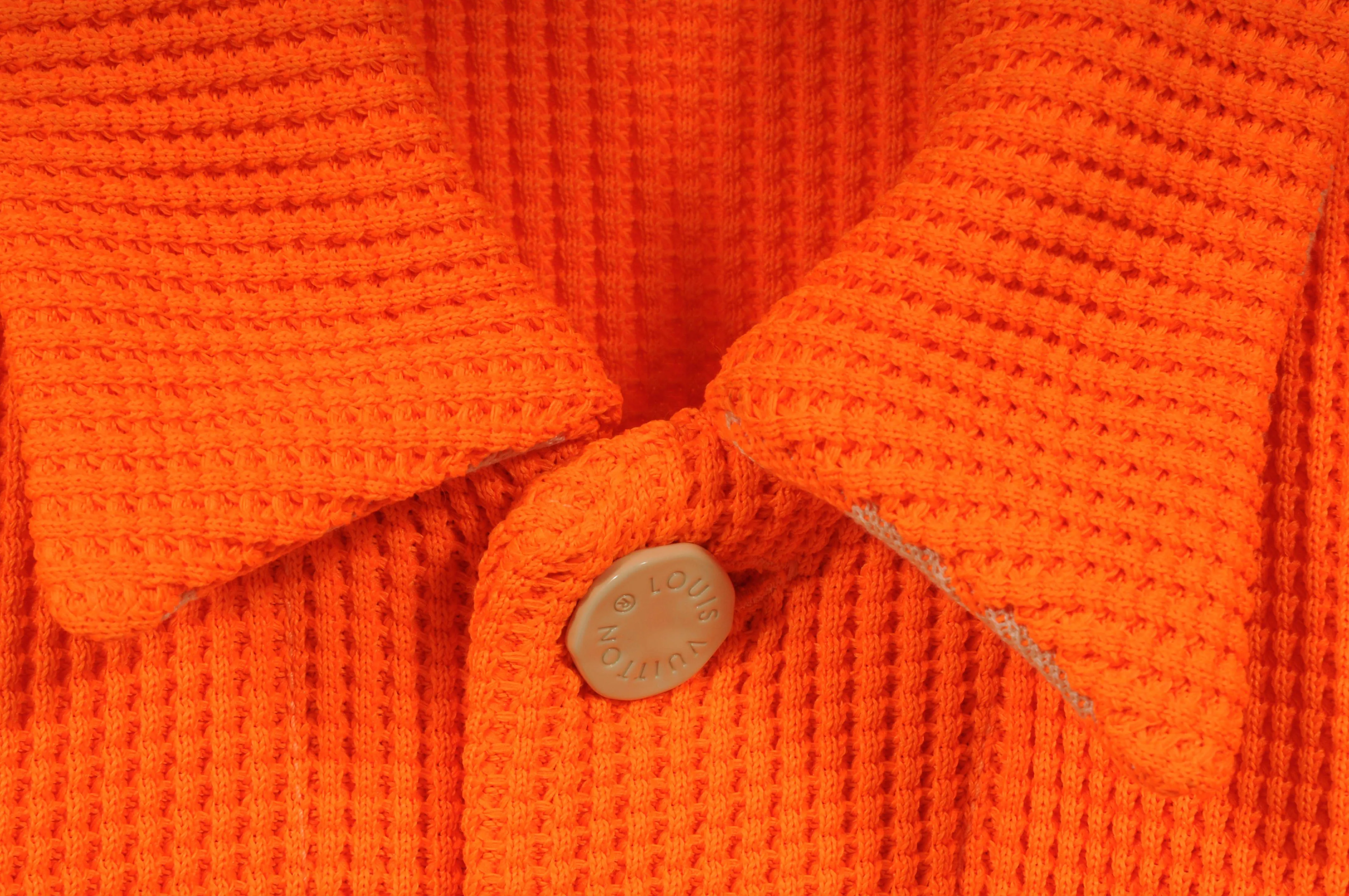 Orange Waffle Knit Damir Trim Trucker Jacket
