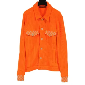 Orange Waffle Knit Damir Trim Trucker Jacket