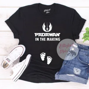 Padawan In The Making Funny Pregnancy Announcement Graphic Tee Shirt