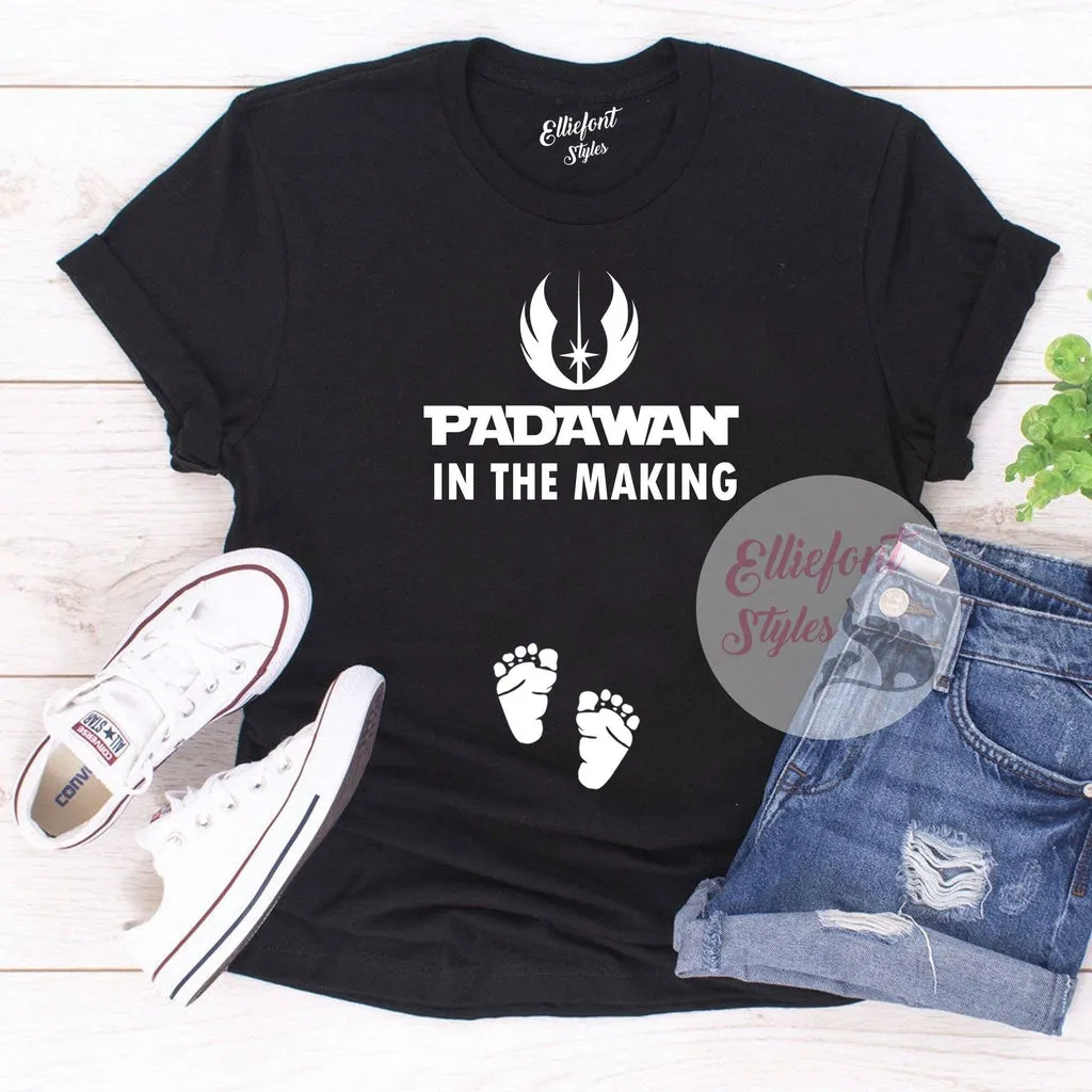Padawan In The Making Funny Pregnancy Announcement Graphic Tee Shirt