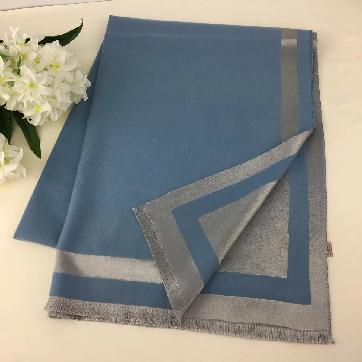 Reversible Super Soft Plain scarf with Silver Edging