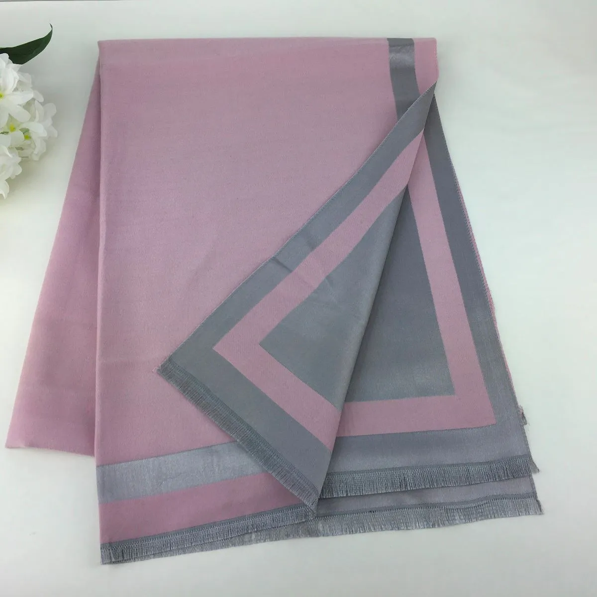 Reversible Super Soft Plain scarf with Silver Edging