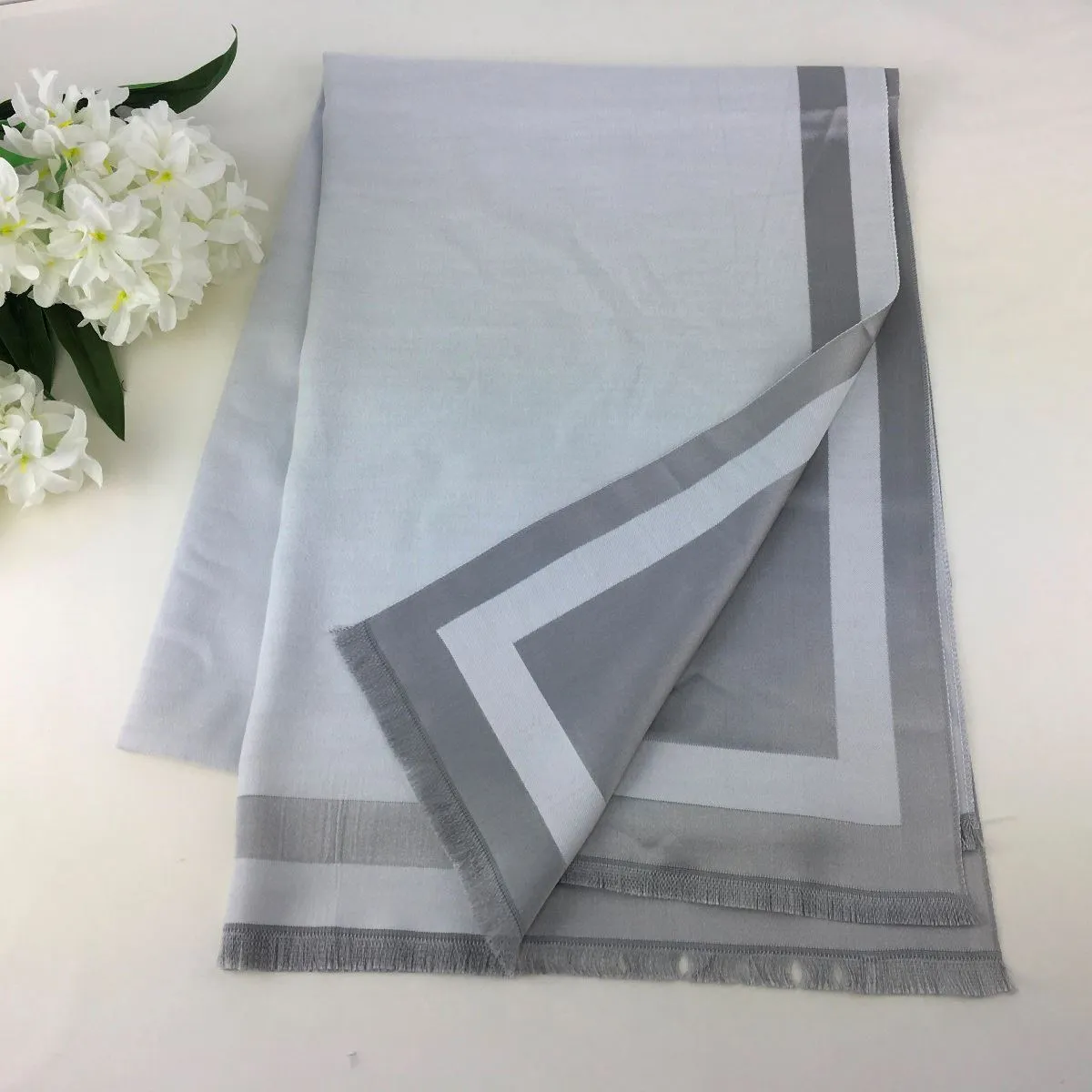 Reversible Super Soft Plain scarf with Silver Edging
