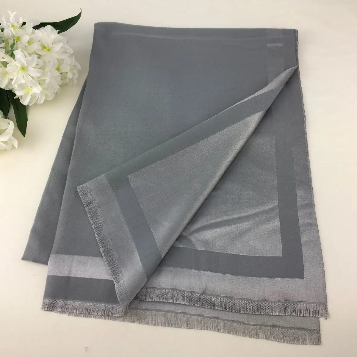 Reversible Super Soft Plain scarf with Silver Edging