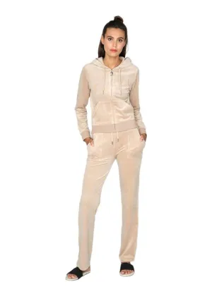 Robertson Classic Velour Zip Trough Hoodie - Warm Taupe