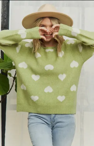 SAGE ALL HEARTS SOFT LONG SWEATER