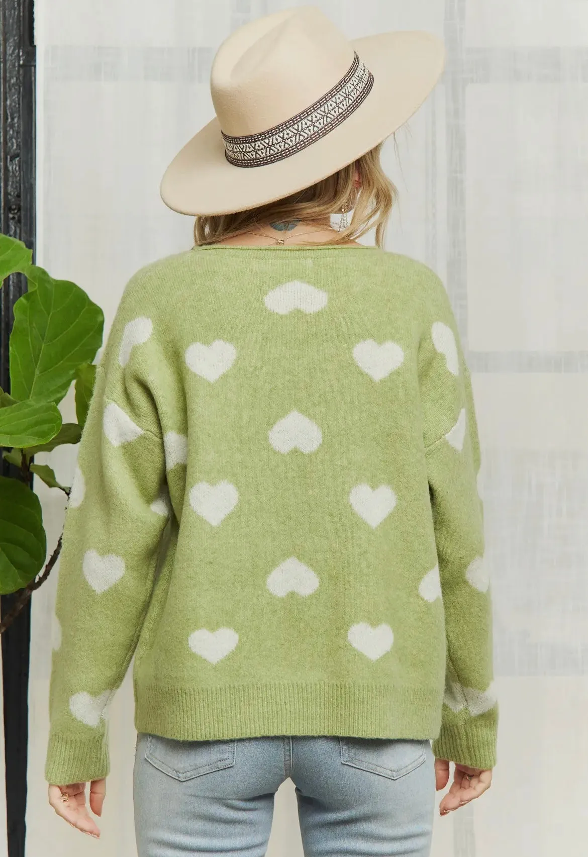 SAGE ALL HEARTS SOFT LONG SWEATER