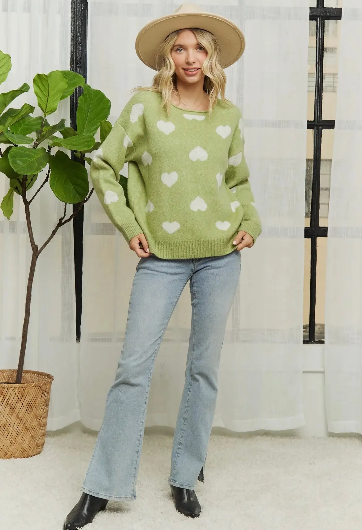 SAGE ALL HEARTS SOFT LONG SWEATER
