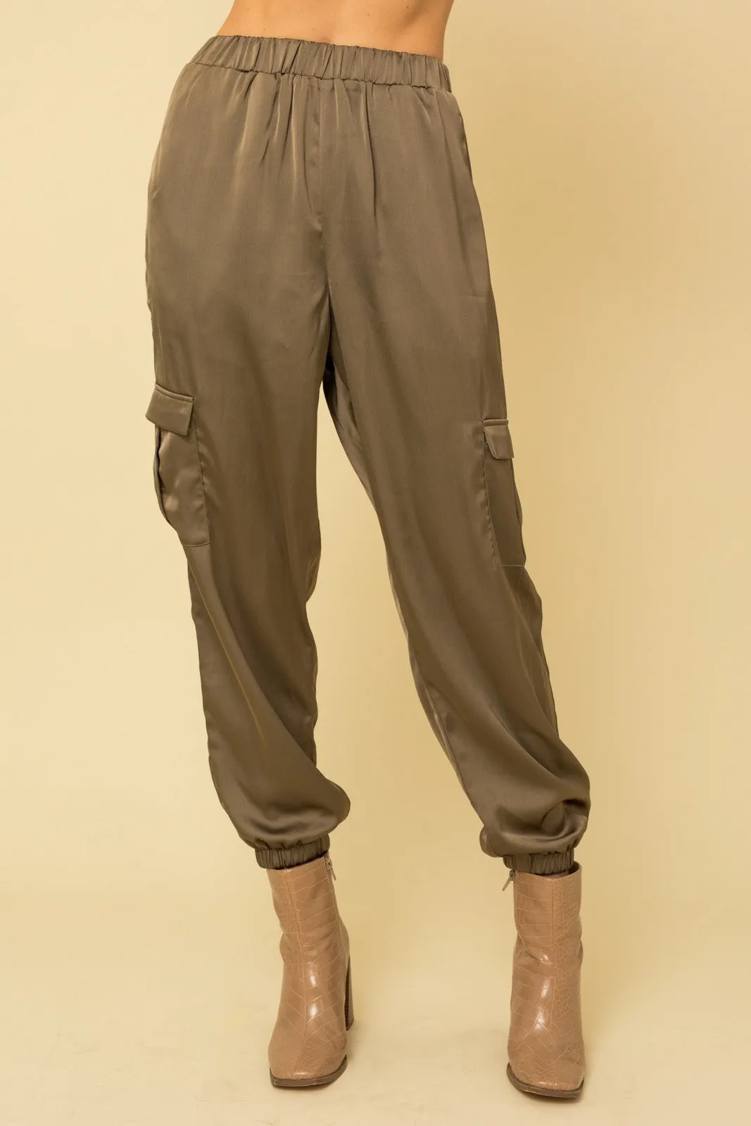 Satin Cargo Joggers